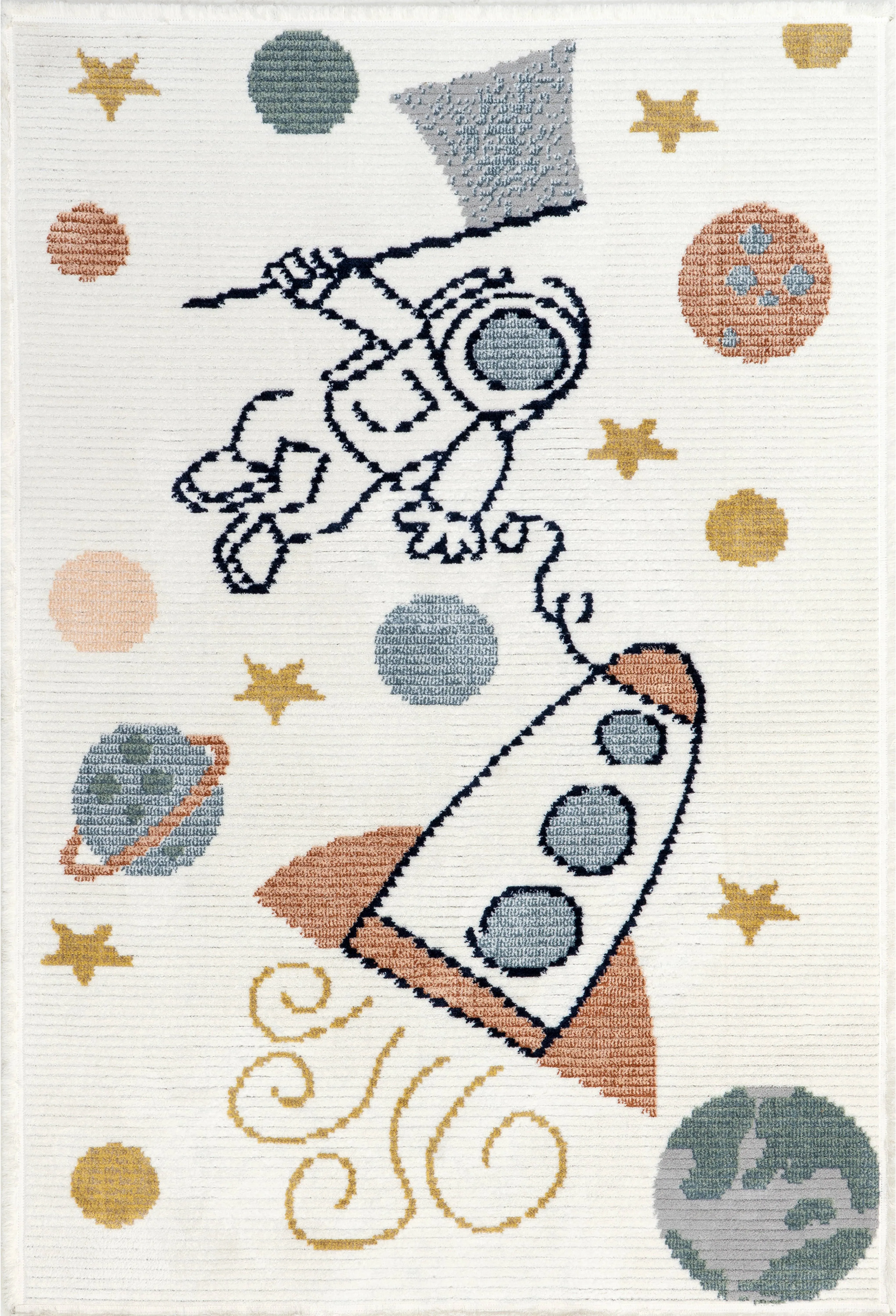 nuLOOM Caree Astronaut Kids Fringe Area Rug, 5' x 7' 6 inch, Beige