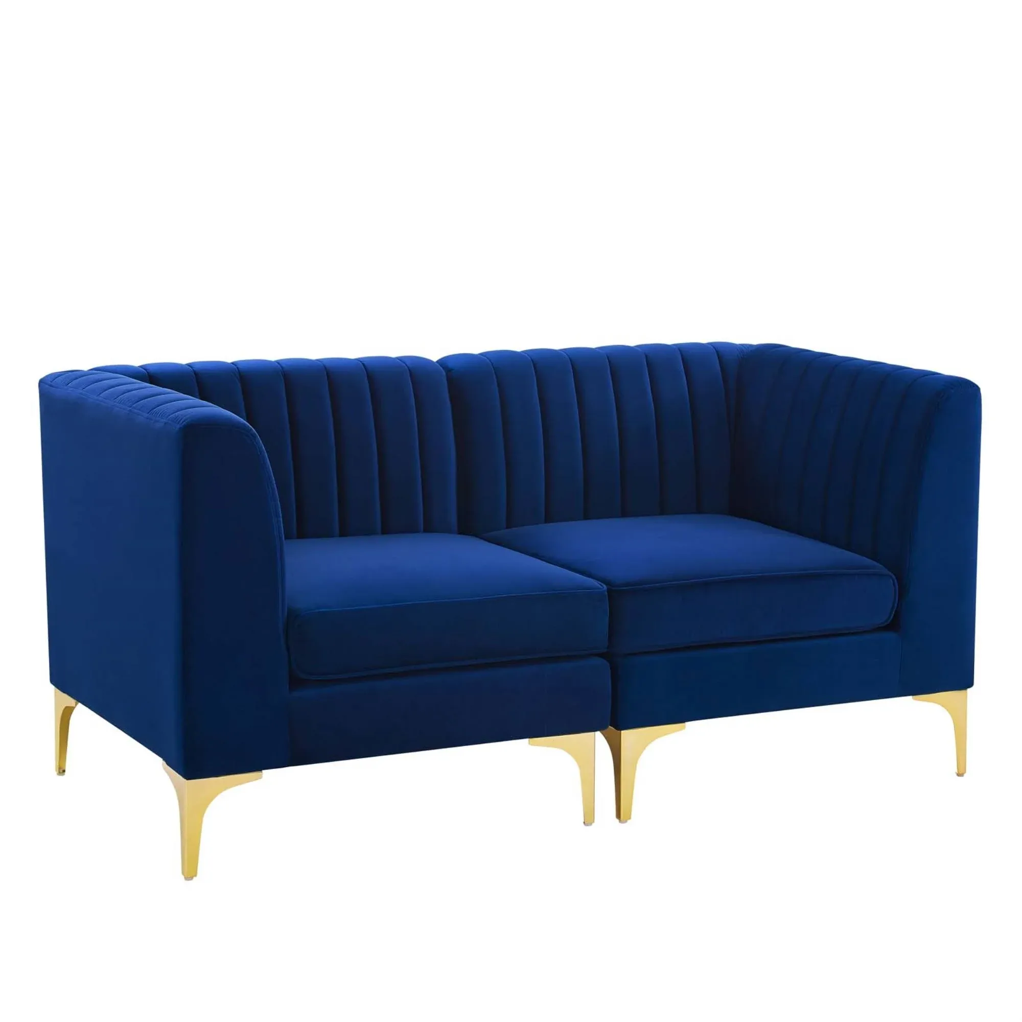 Modway Triumph Channel Tufted Performance Velvet Loveseat Navy