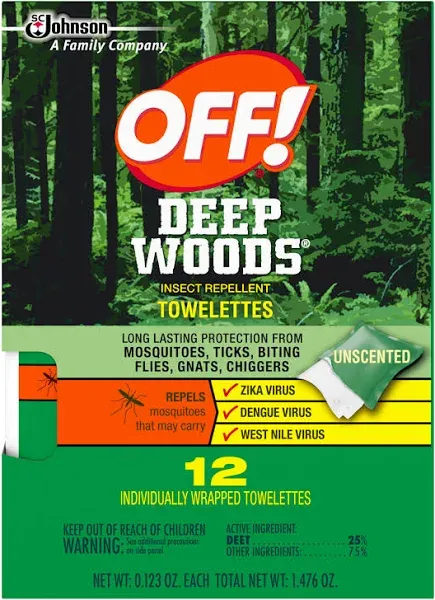 Off! Deep Woods Insect Repellent Towelettes