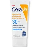 CeraVe Hydrating Face Sunscreen SPF 50,  Sunscreen, 2.5 fl oz Protector Solar