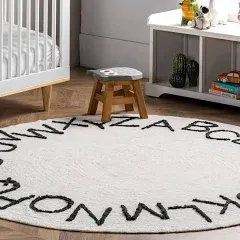 Nuloom Kids Washable Round Alphabet Rug