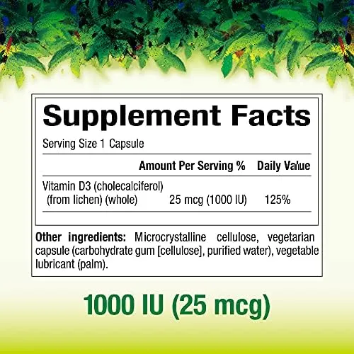 Whole Earth & Sea from Natural Factors, Vitamin D3 5000 IU (125 mcg), Whole Food Supplement, Vegan, 60 Capsules (60 Servings)