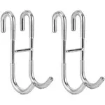 Simtive Shower Door Hooks (2-Pack), Towel Hooks for Bathroom Frameless Glass Shower Door, Shower Squeegee Hooks, Silver