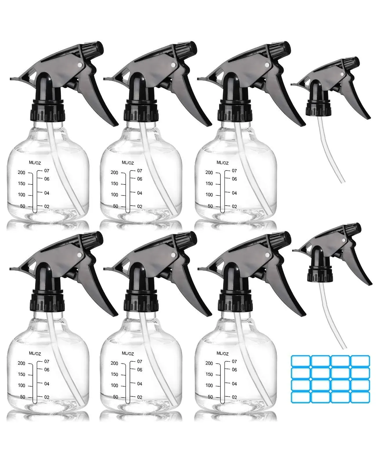 MUCAL Empty Plastic Spray Bottles 8oz for Cleaning Solutions Hair Plants, 6 Pack ...