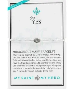 Say Yes Miraculous Mary Bracelet - Silver-Tone Medal on Silver-Metallic Cord