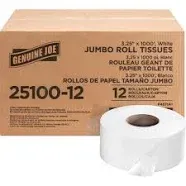 Genuine Joe 2-ply Jumbo Roll Dispenser Bath Tissue, 12 Pack,Free Shippin