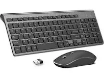 Wireless Keyboard and Mouse,J JOYACCESS 2.4G Ergonomic and Slim Wireless Computer Keyboard Mouse Designed for Windows, PC, Laptop,tablet - Black Grey