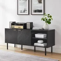 Crosley Furniture Brody Record Storage Modern Wood Sideboard in Black