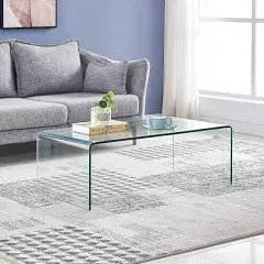 Clear Glass Coffee Table, Modern Tempered Glass Coffee Table 39.4" L x 19.7" W x 13.78" H, Small Coffee Tables Easy to Clean Centerpiece for Your Living Room (Clear1 39.4")