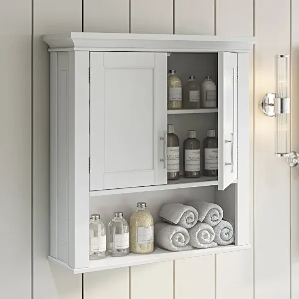 RiverRidge Somerset Two-Door Bathroom Storage, White Wall Cabinet, Color