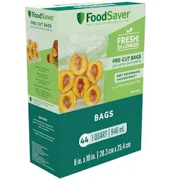 FoodSaver Pre-Cut Heat Seal Bags Quart 44 Count