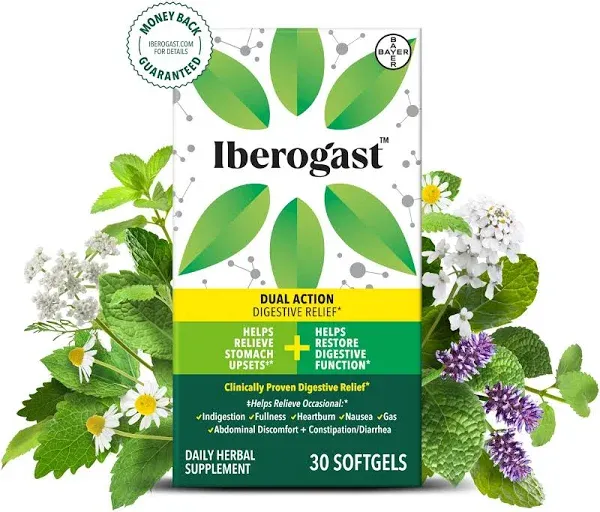 Iberogast Dual Action Digestive Relief Daily Herbal Supplement Supports Gut H...