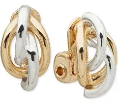 Anne Klein Women's Two-Tone Twist Knot Clip-On Button Earrings