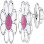 925 Sterling Silver Enamel Daisy Screw Back Earrings for Toddler Girls Flower, Toddler Girl's, Size: One Size