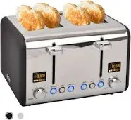 4 Slice Toaster Stainless Bread Toaster Color LCD Display 7 Bread Shade Settings