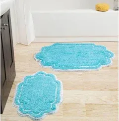 Allure 2 Piece Set Bath Rug Collection by Home Weavers Inc in Grey