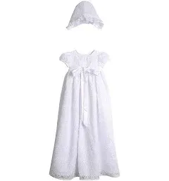 Pippa & Julie Baby Girls' Dresses Pippa & Julie Christening Gown 2pc Outfit Includes Dress & Bonnet Sz 12m