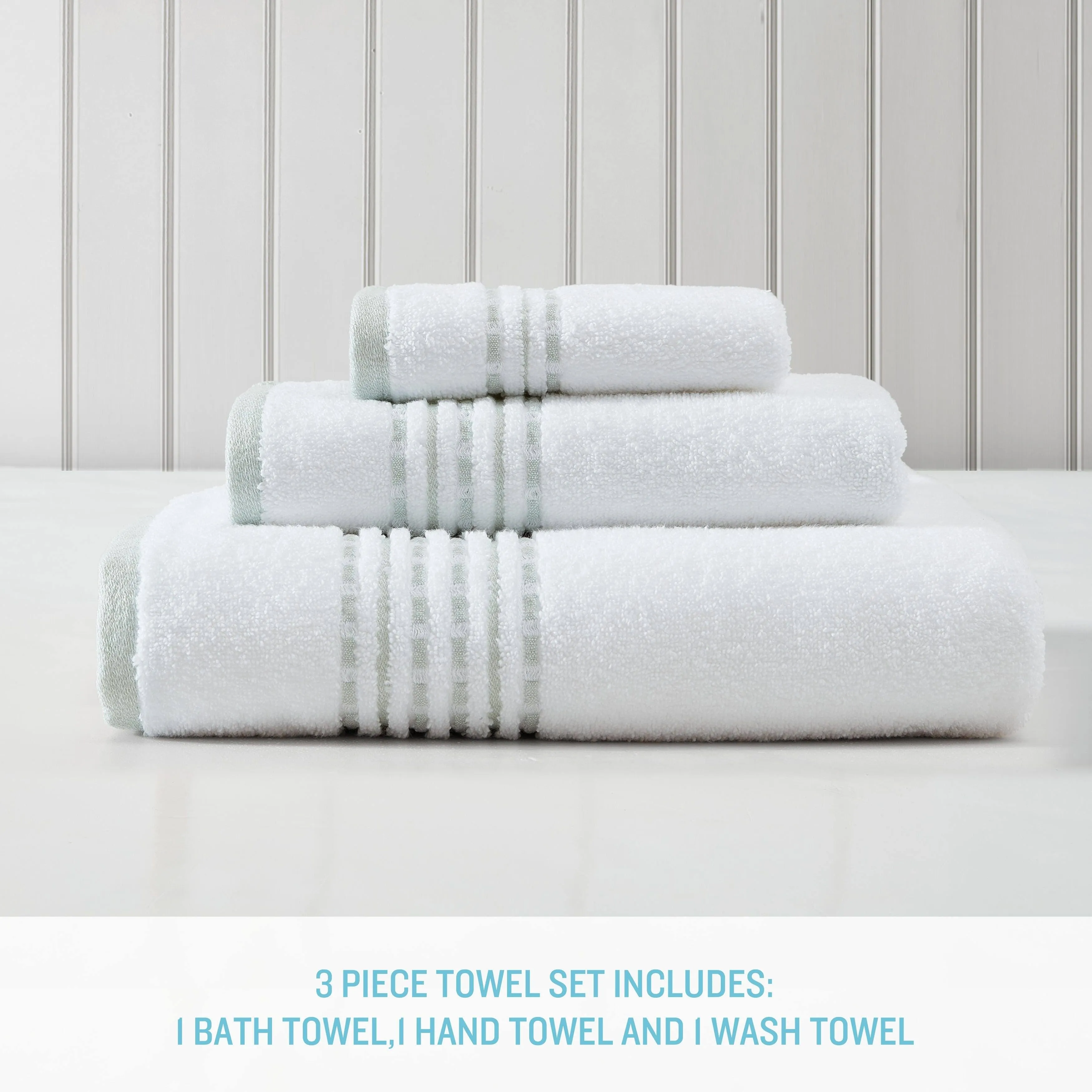 Tommy Bahama Cliff Side Cotton 3 Piece Towel Set Color: White/Green