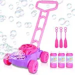 ArtCreativity Pink & Purple Bubble Lawn Mower for Toddlers | Electronic Bubble Blower Machine | Fun Bubbles Blowing Push Toys for Kids | Bubble