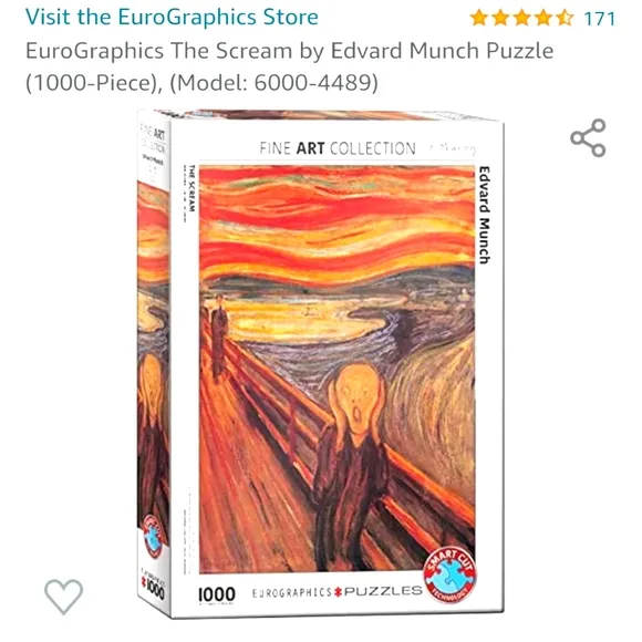 Edvard Munch The Scream 1000 Piece Jigsaw Puzzle Eurographics