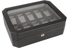 Wolf Windsor 10 Piece Watch Box - Black