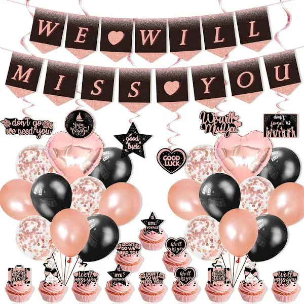 Rose Gold Farewell Party Decorations Banner