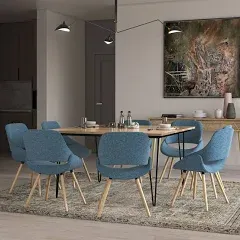 SIMPLIHOME Malden 15 Inch Mid Century Modern Bentwood Dining Chair with Light Wood in Grey Polyester linen, For the Dining Room