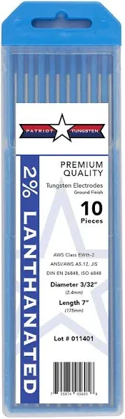 2% Lanthanated TIG Welding Tungsten Electrodes 5/32” x 7” 10-Pack