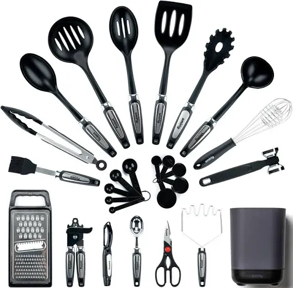 Kitchen Utensils Set Holder Silicone Spatula Cooking Spoons Nonstick Cookware