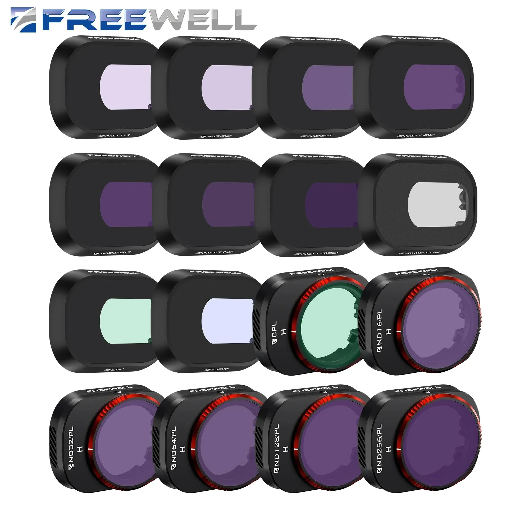 Freewell Mega 16 Pack Filters ND, ND/PL CPL Mist UV DJI Mini 4 Pro Drone Camera