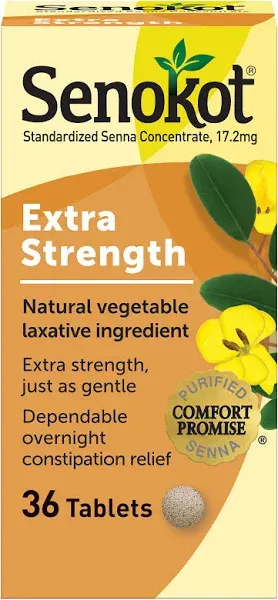 Senokot Extra Strength Natural Vegetable Laxative Tablets 36 ct