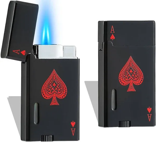 Ace Classic Butane Torch Lighter, Refillable Card Lighter with Double Jet Flame and Visible Window, Ideal Gift for Men and Women, 1-Year Warranty, Without Butane(Black+White)