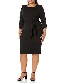 Adrianna Papell Women's Crepe Tie Waist Sheath Dress