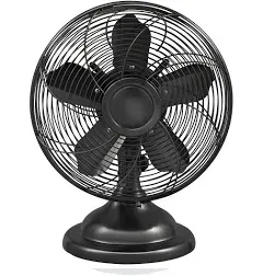 Optimus F-6212A 3-Speed 60-Watt 12-In. Portable Retro Oscillating Table Fan