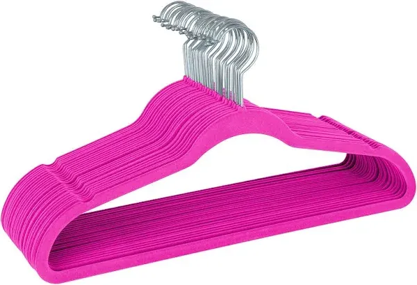 Simplify 25 Pack Slim Velvet Suit Hangers Fuchsia Pink