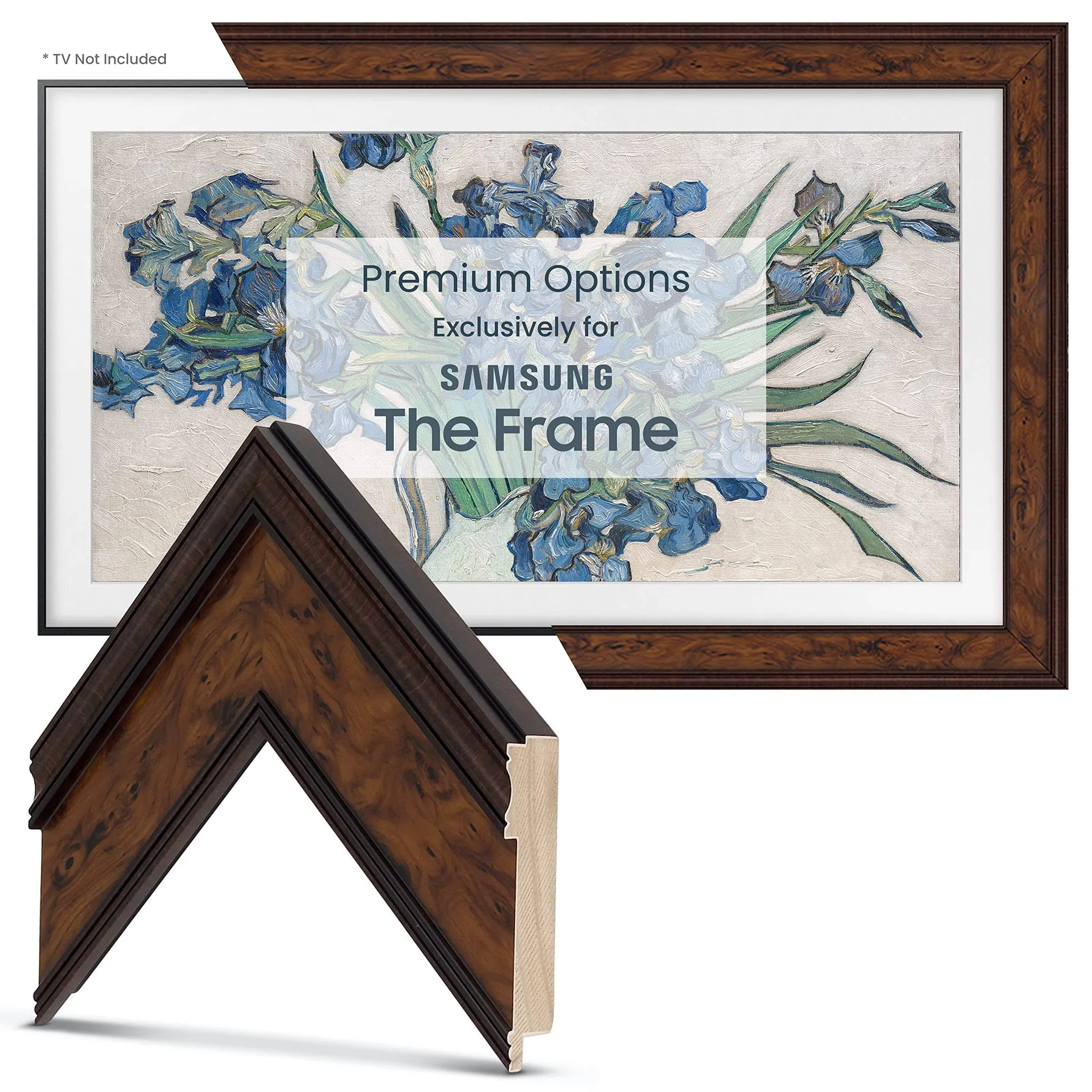 Deco TV Frames 50" Customizable Frame for Samsung The Frame TV 2021-2023 - Burlwood