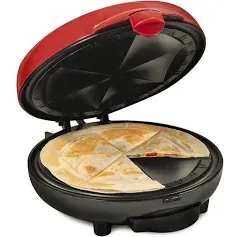 Nostalgia EQM8 6-Wedge Electric Quesadilla Maker with Extra Stuffing Latch, Red