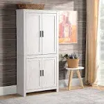 HOMCOM 64" 4 Door Kitchen Pantry Freestanding Storage Cabinet with 3 Adjustable Shelves for Kitchen Dining or Living Room White