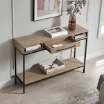 Arroyo 45" Wide Rectangular Console Table in Blackened Bronze/Antiqued Gray Oak