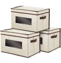 Storage Bins with LidsTransparen<wbr/>t Window Fabric Storage BoxesFoldable Storage...