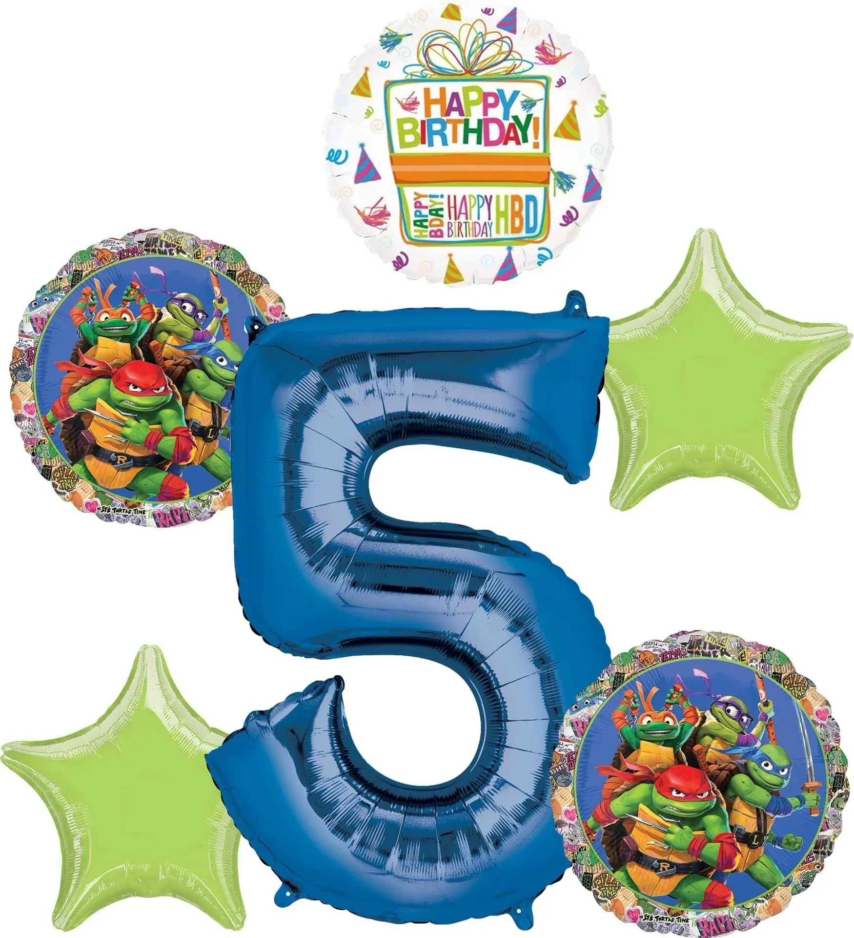 Anagram Tmnt Mayhem 5th Birthday Party Supplies Foil Balloon Bouquet Decorations