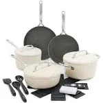 GreenPan GP5 15 Piece Ceramic Nonstick Cookware Set - Cream