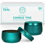 Hearts & Crafts Empty Tin Candle Jars with Lids for Candle Making - 8oz - Teal