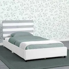 Personalized Upholstered  Twin Bed with Headboard