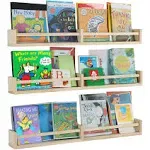  Nursery Bookshelves Wall Mounted，32inch<wbr/>，Set of 3, Wood Floating Natural Wood