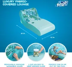 H2OGO! Luxury Fabric Covered Inflatable Swimming Pool Lounger Float (Open Box)