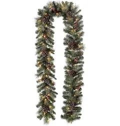 Glitzhome 9'L Pre-Lit Christmas Garland with Warm White LED Light