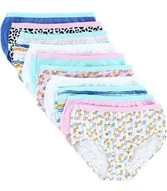 Fruit of the Loom Girl&#039;s Cotton Briefs 10 Pack size 10 Multicolor Tag-Free New 