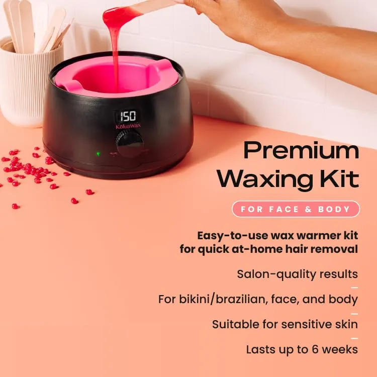 KoluaWax Premium Waxing Kit for Women - Hot Melt Hard Wax Warmer for Hair Legs,