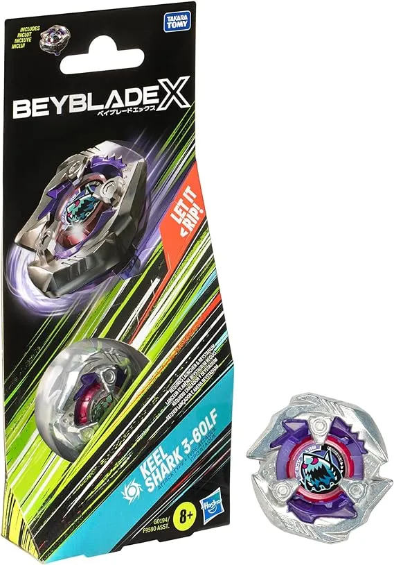 Beyblade X Keel Shark 3-60LF Booster Pack Set with Attack Type Right-Spinning Top; Battling Top Toys for 8 Year Old Boys and Girls